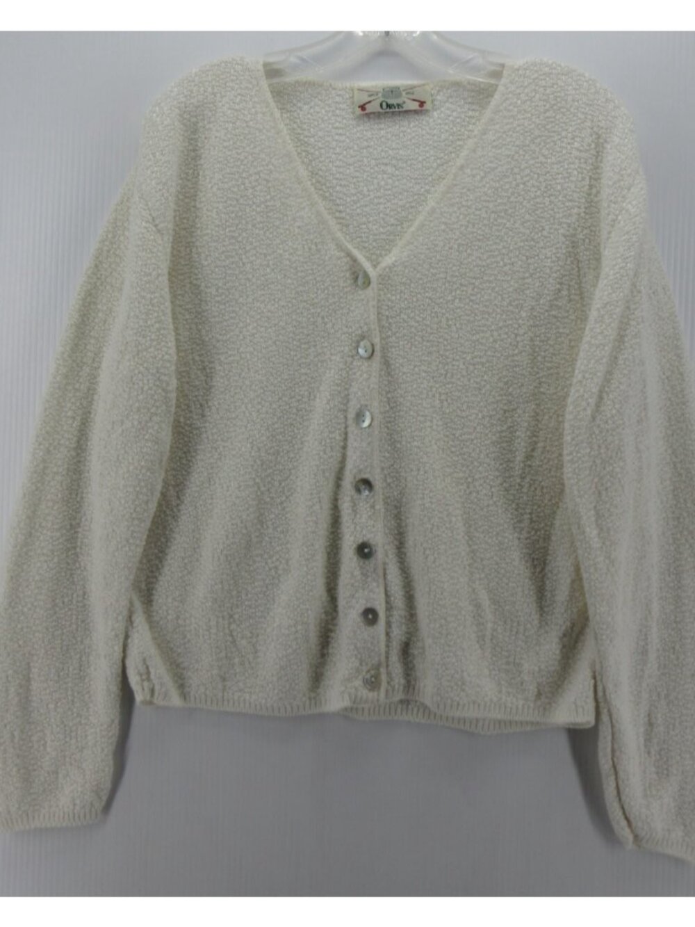 VINTAGE Orvis Sweater Large Cardigan Boucle Knit Button Up 90s USA